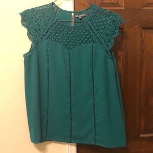 Green Lace-Detailed Blouse
